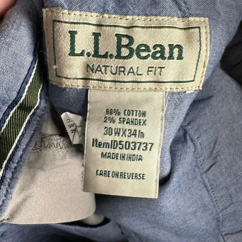 L.L. Bean Natural Fit Flat Front Khakis Chino Pants Men Size 30x31.5 Gray 503737